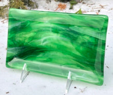 Load image into Gallery viewer, Green and White Streaky - Fused Glass Dish
