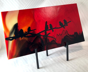 Sunset Birds Fused Glass Panel