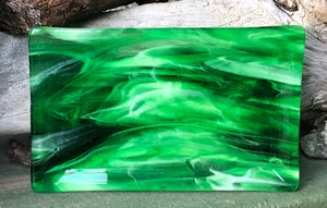 Green and White Streaky - Fused Glass Dish