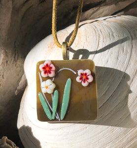Fall Blooms Fused Glass Pendant