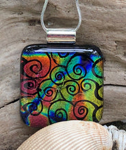 Load image into Gallery viewer, Multicolored Swirls Dichroic Glass Pendant