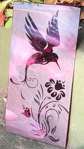 Thirsty Hummingbird - Fused Glass Art Panel