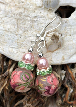 Load image into Gallery viewer, Tensha bead and Crystal Earrings