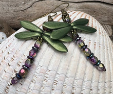 Load image into Gallery viewer, Dragonfly Beaded Earrings