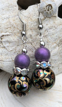 Load image into Gallery viewer, Tensha bead and Crystal Earrings