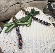 Load image into Gallery viewer, Dragonfly Beaded Earrings