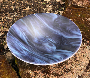 Deep Purple & Powder Blue Streaky - 10” Fused Glass Bowl