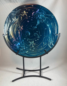 Iridescent Sea Blue Mermaids - Fused Glass Art
