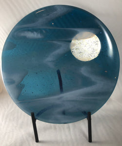 Silver Moon - Fused Glass Art Panel