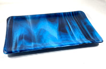 Load image into Gallery viewer, Copper Blue and White Streaky - Fused Glass Dish