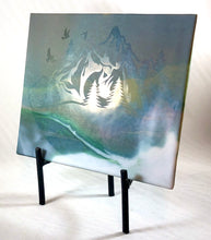 Load image into Gallery viewer, Misty Mountains Fused Glass Art Panel