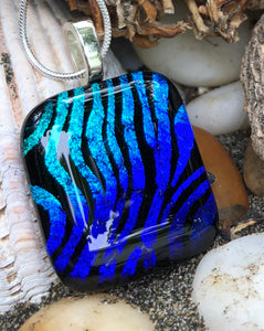 Blue Flames Dichroic Glass Pendant