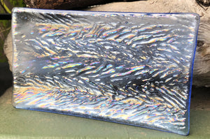 Textured Iridescent over Sapphire Blue - Fused Glass Dish