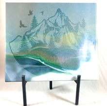 Load image into Gallery viewer, Misty Mountains Fused Glass Art Panel