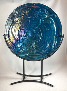 Iridescent Sea Blue Mermaids - Fused Glass Art
