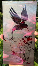 Load image into Gallery viewer, Thirsty Hummingbird - Fused Glass Art Panel