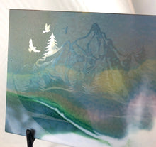 Load image into Gallery viewer, Misty Mountains Fused Glass Art Panel