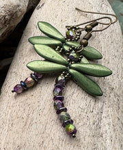 Load image into Gallery viewer, Dragonfly Beaded Earrings