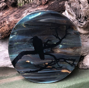 The Raven - Fused Glass Art Panel