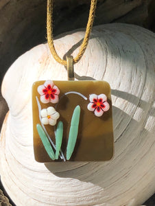 Fall Blooms Fused Glass Pendant