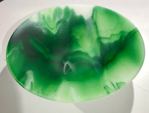 Kelly Green & White - 10” Fused Glass Bowl