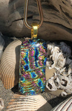 Load image into Gallery viewer, Pink Blue Green Gold Dichroic Glass Pendant