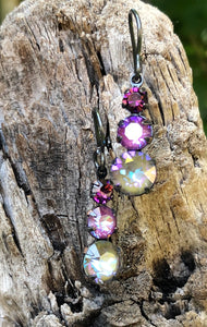 Triple Rhinestone Crystal Earrings