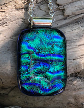 Load image into Gallery viewer, Blue Green Dichroic Glass Pendant