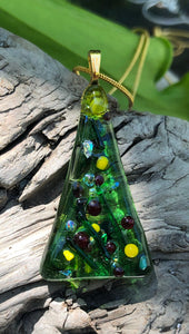 Christmas Tree Fused Glass Pendant