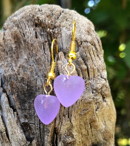 Matte Purple Puffy Heart Earrings