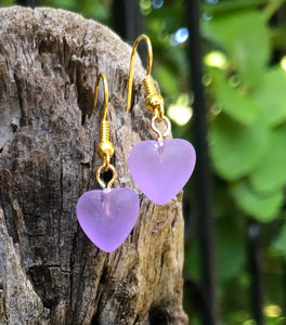 Matte Purple Puffy Heart Earrings