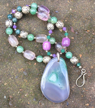 Load image into Gallery viewer, Mineral Necklace - Druzy Agate with Green Aventurine and Fluorite