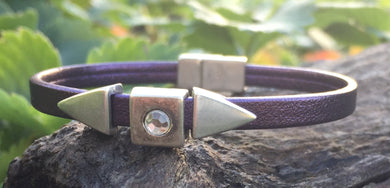 Leather Bracelet - Purple with Arrow Sliders