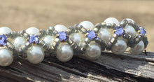 Load image into Gallery viewer, Beaded Bracelet - Pearl Monster - White Lavender and Matte Gray
