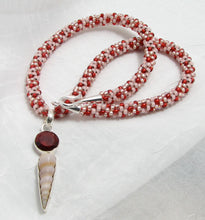 Load image into Gallery viewer, Kumihimo Necklace - Garnet with seashell
