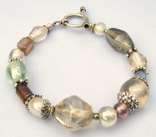 Load image into Gallery viewer, Lampwork Glass Bracelet - Clear Gray Amber Green