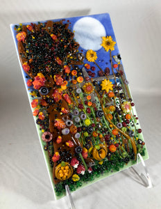 Harvest Meadow II Fused Glass Art Panel
