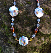 Load image into Gallery viewer, Lampwork Glass Necklace - Light Blue Amber and Lime