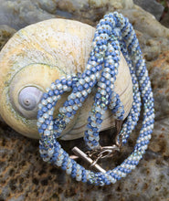 Load image into Gallery viewer, Kumihimo Necklace and Bracelet Set - Light Blue and Cream