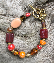 Load image into Gallery viewer, Lampwork Glass Bracelet - Peach Coral Red