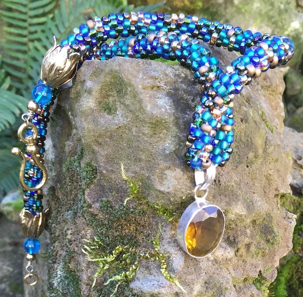 Kumihimo Necklace - Peacock Topaz – Coral Bells Designs