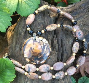 Mineral Necklace - Picture Jasper and Onyx