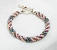 Load image into Gallery viewer, Beaded Bracelet - Kumihimo - Pink and Gray