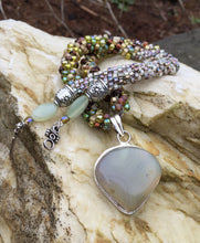 Load image into Gallery viewer, Kumihimo Necklace and Bracelet Set - Earthy Prehnite Set