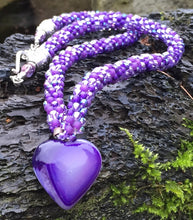Load image into Gallery viewer, Kumihimo Necklace - Purple Heart Pendant