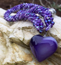 Load image into Gallery viewer, Kumihimo Necklace - Purple Heart Pendant