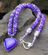 Load image into Gallery viewer, Kumihimo Necklace - Purple Heart Pendant