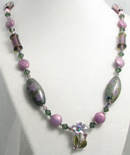 Load image into Gallery viewer, Lampwork Glass Necklace - Purple Olive Swirl