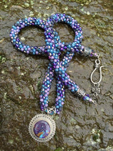 Load image into Gallery viewer, Kumihimo Necklace and Bracelet Set - Purple Turquoise Matrix
