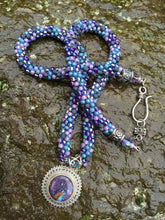 Load image into Gallery viewer, Kumihimo Necklace and Bracelet Set - Purple Turquoise Matrix